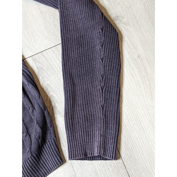 Park Slope Mens Purple Full Zip Sweater XL Cotton Cable Knit - Picture 3 of 12